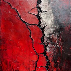 Poster - Crimson Fracture: An Abstract Expression of Raw Emotion