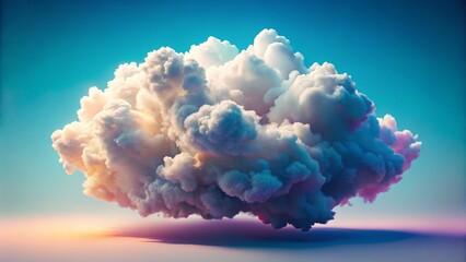 Poster - Abstract 3D White Cloud Background with Copy Space - Right Side