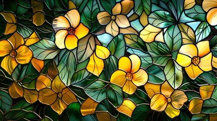 Stained glass window in the form of a flower. Colorful background