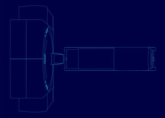 Poster - Blue drawing of a medical scan machine outline