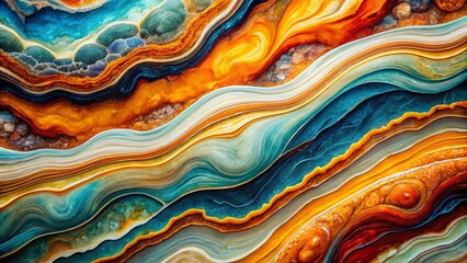 Poster - Abstract Geometric Wavy Marble Pattern, Layered Watercolor Texture Background