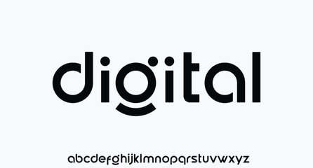 digital abstract minimal modern alphabet fonts for logo. typography technology electronic digital mu