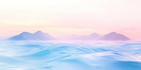 Poster - Mountain range is shown in the distance with a blue ocean in the foreground