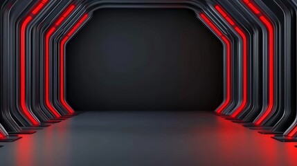Poster - A futuristic backdrop in black and red with illuminated lines.