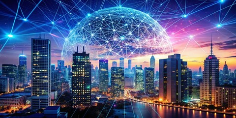 Poster - AI Controls AI Learning: Double Exposure of Futuristic Technology and Neural Network