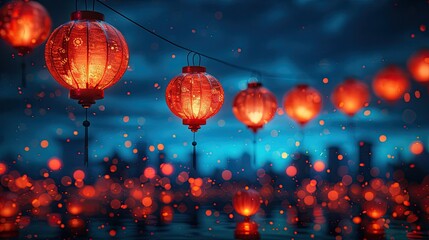 Sticker - flat design, illustration, The Festival of Lights: Celebrating with glowing lanterns