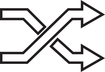 Fototapete - shuffle icon in trendy line style. Random playlist. Mix music. Cross shuffle vector symbol for web site design, logo, app. High quality black style illustration isolated on transparent background.