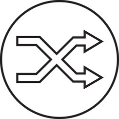 Fototapete - shuffle icon in trendy line style. Random playlist. Mix music. Cross shuffle vector symbol for web site design, logo, app. High quality black style illustration isolated on transparent background.