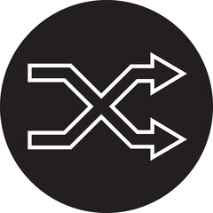 Fototapete - shuffle icon in trendy line style. Random playlist. Mix music. Cross shuffle vector symbol for web site design, logo, app. High quality black style illustration isolated on transparent background.