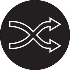 Fototapete - shuffle icon in trendy line style. Random playlist. Mix music. Cross shuffle vector symbol for web site design, logo, app. High quality black style illustration isolated on transparent background.