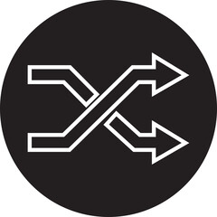 Fototapete - shuffle icon in trendy line style. Random playlist. Mix music. Cross shuffle vector symbol for web site design, logo, app. High quality black style illustration isolated on transparent background.