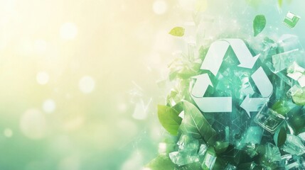 Wall Mural - global recycling day abstract background. featuring calming greens, blues, and grays. highlighting r