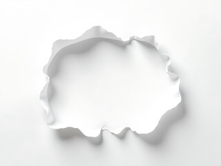Poster - White Paper With A Hole, Ragged Edges, On A Contrasting White Background Creating An Unusual Visual Effect. 00002