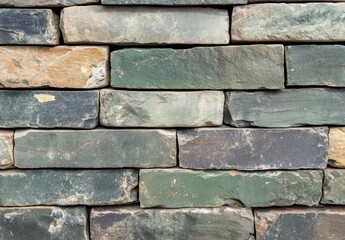 Poster - Close-Up of Natural Slate Stone Wall with Varied Tones, Textures, and Patterns Perfect for Architectural, Interior Design, and Outdoor Decor Projects