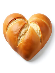 Poster - White Background With Bread Shaped Like A Heart Isolated On It And Also Available As A Png Transparent Image. 00001