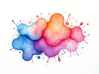 Aufkleber - Watercolor Patterns Generated Using Ai Technology Create A Unique Splash Effect On A White Paper Background With Rounded Texture. 00003