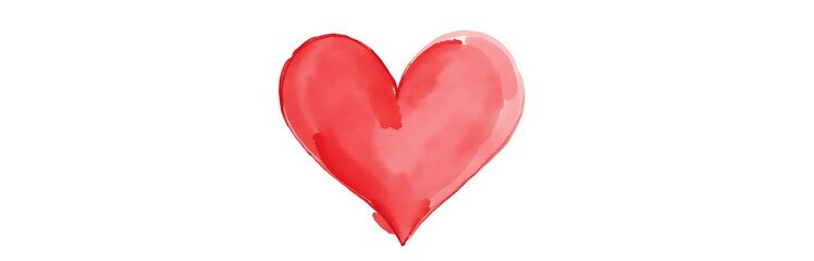 Poster - Watercolor Heart Shape Painting Isolated On A White Background With A Subtle Red Hue Dominating The Composition. 00003