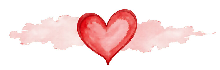 Poster - Watercolor Heart Shape Painting Isolated On A White Background With A Subtle Red Hue Dominating The Composition. 00001