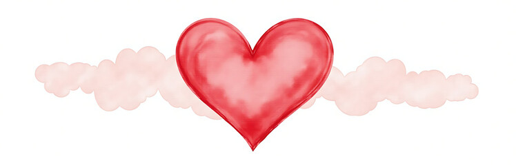 Poster - Watercolor Heart Shape Painting Isolated On A White Background With A Subtle Red Hue Dominating The Composition. 00002