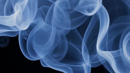 Wall Mural - Abstract Blue Smoke Swirls Against a Black Background