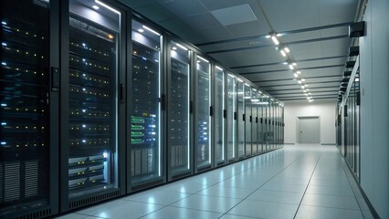Poster - Futuristic High-Tech Data Center Server Room with Copy Space