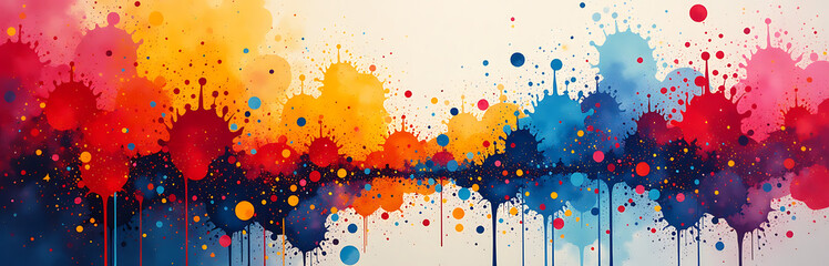 Aufkleber - Vibrant Splatters Of Paint Create A Dynamic Background For Artistic Expression In This Unique Oil And Acrylic Abstract Painting Piece. 00003