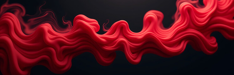 Aufkleber - Vibrant Red Smoky Abstract Shapes Swirl Around A Dark Black Backdrop Creating A Dynamic Visual Effect. 00003
