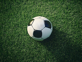 Wall Mural - Top view of a soccer field with a ball at the center in 3D design