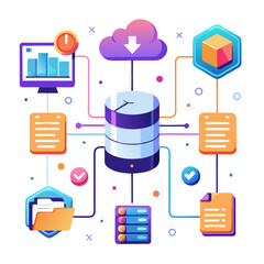 Poster - Digital transformation illustrates glowing data flow and interconnected systems for enhanced decision making and efficiency