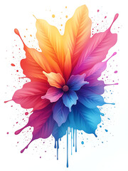 Aufkleber - Vibrant Digital Art Splash Of Colorful Watercolors Isolated Against A Crisp White Background Created With E Techniques. 00001
