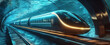 © Natalya - Futuristic underwater train in illuminated tunnel beneath the ocean