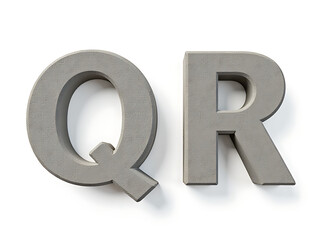 Poster - Two Stone Letters Q And R Are Isolated On A Plain White Background. 00003