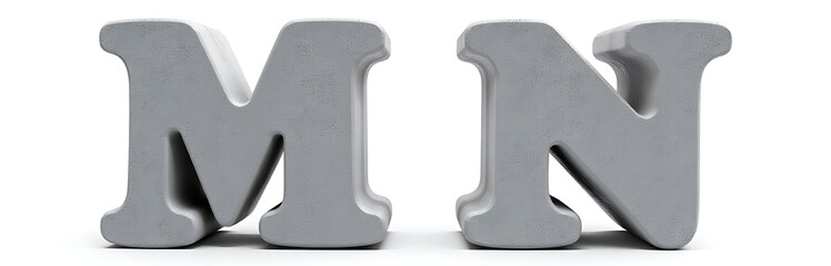 Poster - Two Stone Letters M And N Are Isolated On A White Background For Easy Viewing And Recognition Purposes Always. 00003