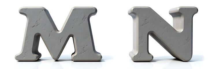 Poster - Two Stone Letters M And N Are Isolated On A White Background For Easy Viewing And Recognition Purposes Always. 00002