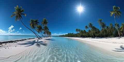 Canvas Print - beach with palm trees and sea