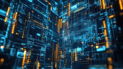  - Abstract Digital Background with Glowing Lines and Circuit Patterns