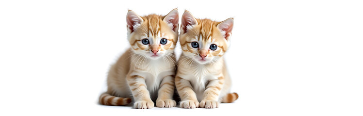 Aufkleber - Two Adorable Kittens Sit Together Isolated On A White Background With A Transparent Png Image That Showcases Their Cute Faces. 00003