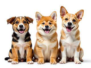 Aufkleber - Three Funny Dogs And A Cat Are Isolated On White With A Transparent Png Background For Easy Image Editing And Use. 00003
