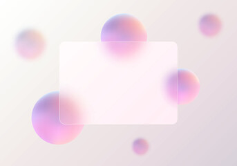 Aufkleber - Glass morphism website landing page template. Translucent glass partition with floating spheres.