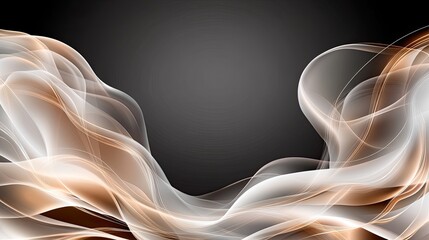 Poster - Dynamic gold wave lines with glowing effects create an elegant abstract presentation design against a black background, evoking sophistication