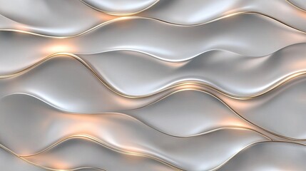 Poster - Dynamic gold wave lines with glowing effects create an elegant abstract presentation design against a black background, evoking sophistication