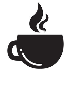 Icon vector coffee black and white for your design 