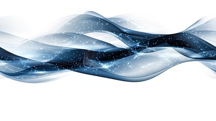Poster - This captivating abstract design features smooth blue waves with luminous highlights, creating a serene atmosphere and ample copy space SEAMLESS PATTERN