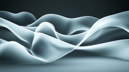 Aufkleber - Abstract flowing waves, smooth curves, gray and white.