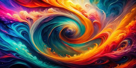 Poster - Mesmerizing Abstract Swirl: Vibrant Color Double Exposure Background