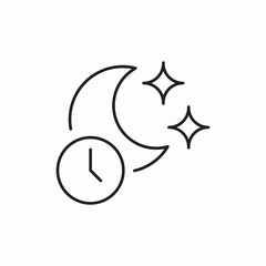 Poster - Night starts time schedule reminder icon vector sign