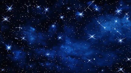 Wall Mural - celestial night sky - deep blue night, countless stars, cosmic dust, celestial bodies, star constell