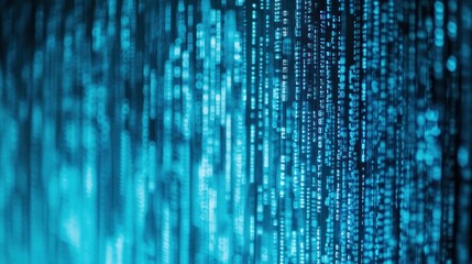 Fototapete - Abstract blue digital data stream background.