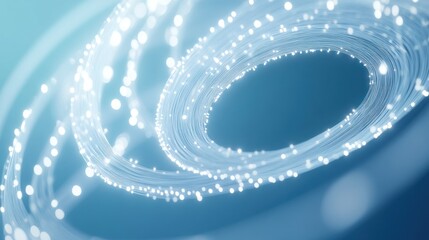 Poster - Abstract swirling light trails forming a luminous ring on a teal background.