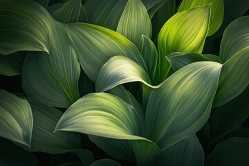 Aufkleber - Lush green foliage with contrasting light and shadow, creating a textured natural background.